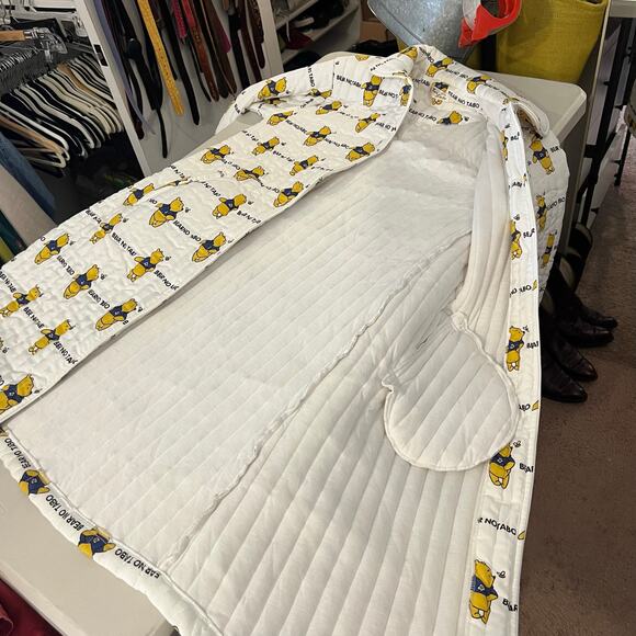 Vintage Fair Lady Quilted White Winnie The Pooh Button Trench Coat Size Small - Picture 6 of 15